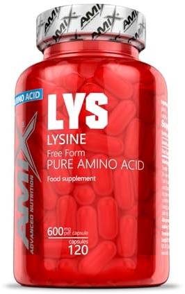 AMIX - Suplemento Deportivo - Lisina en 120 Cápsulas - Favorece la Recuperación Muscular - Aminoácidos Puros de Lisina de Rápida Absorción - Aminoácidos Esenciales