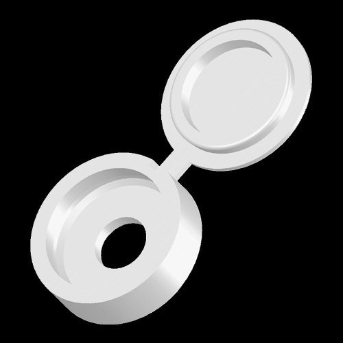 Pack of 50, 6/8g White Hinged One Piece Plastic Screw Cover Caps (Small, 6/8g)