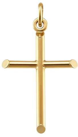 Alexander Castle Plain Solid 9ct Gold Cross Necklace Pendant for Women - Cross Charm with Jewellery Gift Box - PENDANT ONLY - 30mm x 18mm