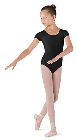 Bloch Dance Girls Dujour Microlux Short sleeve Leotard, Black, Size 14