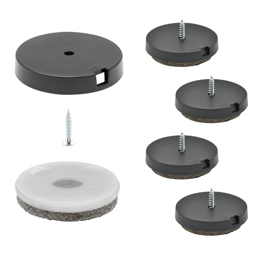 Wagner QuickClick® Filzgleiter Möbelgleiter Stuhlgleiter 4er-Set zum Anschrauben - 4X Basis+Schraube+Gleiteinsatz austauschbar - Wollfilz Ultrasoft - Durchmesser Ø 40 mm - Made in DE - 15808700
