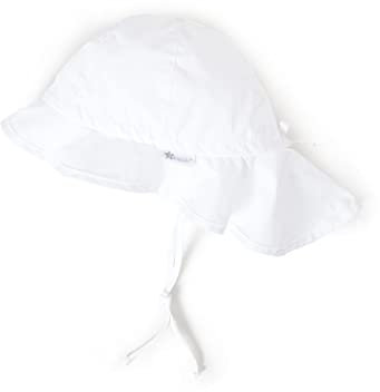 Sterntaler Sonnenhut - Unisex Sommerhut - UV-Schutz 50+ Mütze mit breiter Krempe und Größenregulierung - Nackenschutz - Bindebänder - Baby und Kinder Kopfbedeckung aus Popeline (Bio) - weiß, Größe 43