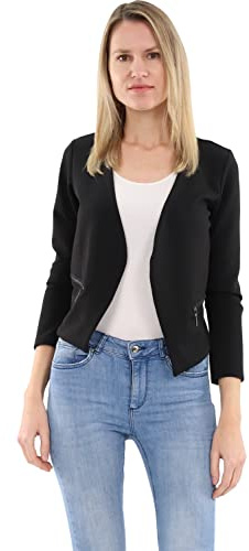 Malito Blazer nel Basic-Look a Cerniera Lampo Commerciale 6040 Donna (S, Nero)