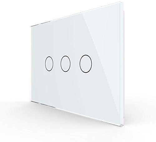 LIVOLO Interruttore della Luce con Indicatore LED Touch Switch con Pannello in Cristallo Toccare Interruttore a parete per Illuminazione Domestica,3 Gang 1 Way,C903-11