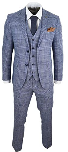 Paul Andrew Herrenanzug 3 Teilig Blau Vintage Gatsby 1920s Design Tailored Fit