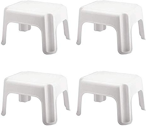 Rubbermaid Durable Plastic Roughneck Step Stool w/ 300-LB Weight Capacity, White (4-Pack)