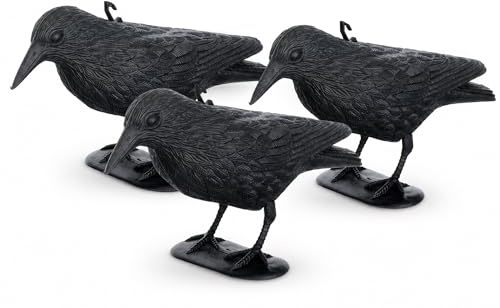 Brandsseller Taubenabwehr Raben-Attrappe aus Kunststoff, Vogelschreck für Balkon, Garten & Terrasse, Schwarz, ca. 36 x 20 cm, witterungsbeständig, zum Stellen, Hängen oder Stecken 3 Stück