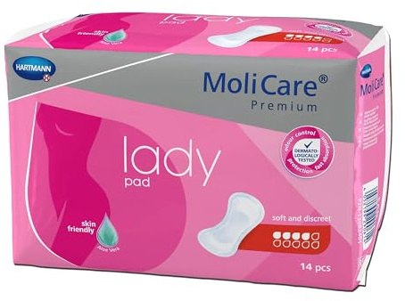 MoliCare Premium Lady PAD, Incontinence Pads for Women with Bladder Weakness, 4 Drops, Pack of 14