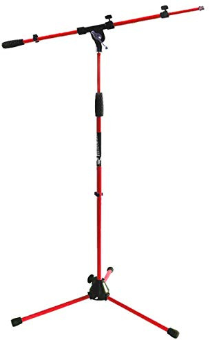keepdrum MS106 RD Mikrofonstativ Mikrofonständer mit Galgen Rot