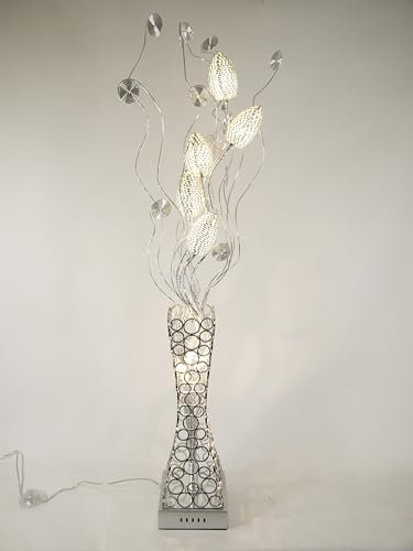 Dapo® Steh-Vasenleuchte Blumenleuchte Cleo 7-flammig Halogen Boden-Stand-Deko-Leuchte Dekolampe aus Alu-Draht
