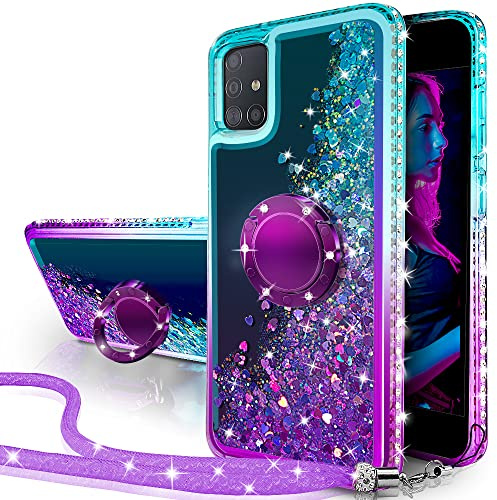 Miss Arts für Samsung Galaxy A51 Hülle, Glitzer Handyhülle mit Ringständer