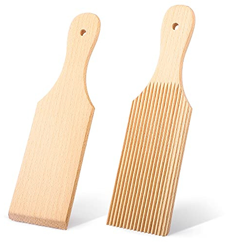 PAMISO 2 PCS Wooden Gnocchi Boards, Homemade Pasta Tool, Homemade Butter Paddles (2.7 in wide)