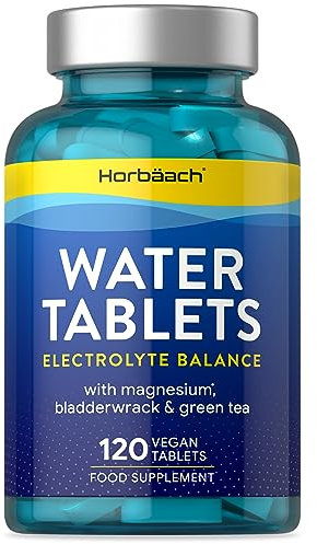 Water Tablets 5071mg | 120 High Strength Electrolyte Balance for Women and Men | Water Balance Formula with Potassium, Magnesium, Bladderwrack and Green Tea | by Horbaach