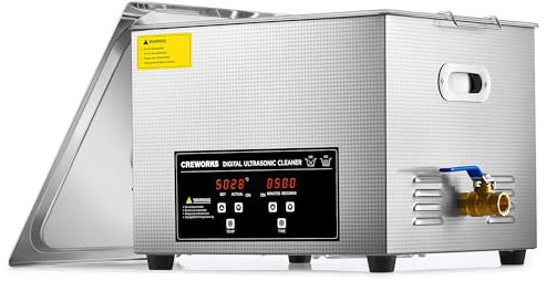 CREWORKS 15L Digital Ultrasonic Cleaning Machine with Degas & Gentle Modes, 360W Stainless Steel Ultrasonic Cleaner Machine, Professional Ultrasonic Parts Cleaner for Retainer Glasses Auto Tool Part