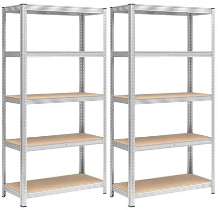 API Scaffale in Metallo 180x90x40 cm per Carichi Pesanti 875 kg - 175 kg per Ripiano Scaffalatura 5 ripiani per Magazzino Garage (2)