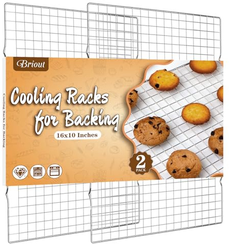 Briout 2PCS Cooling Rack for Cooking and Baking, 16 x 10 Wire Rack,Silver