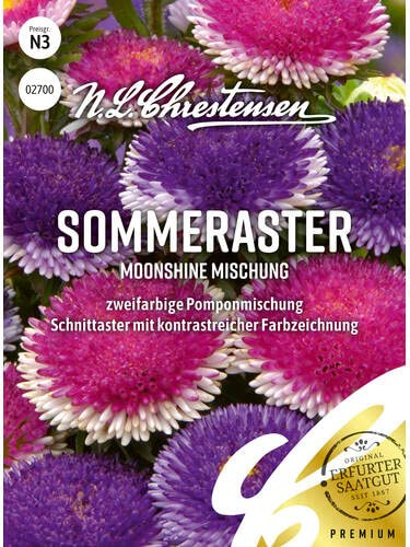 Sommaraster Moonshine blandning, N.L. Chrestensen blomfrön blandning för trädgård och äng