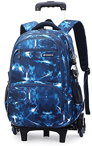 Amythe Mochila Escolar con Ruedas, Mochilas Niños Adolescentes, Seis Ruedas Carro Mochilas Escolares Trolley, Desmontable, Ideal para ir al Colegio o de Viaje