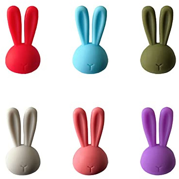 Golandstar Cartoon 3D Rabbit Model Glass Marker 6pcs Set Silicone Drink Wine Beer Glass Markers Charms Tags