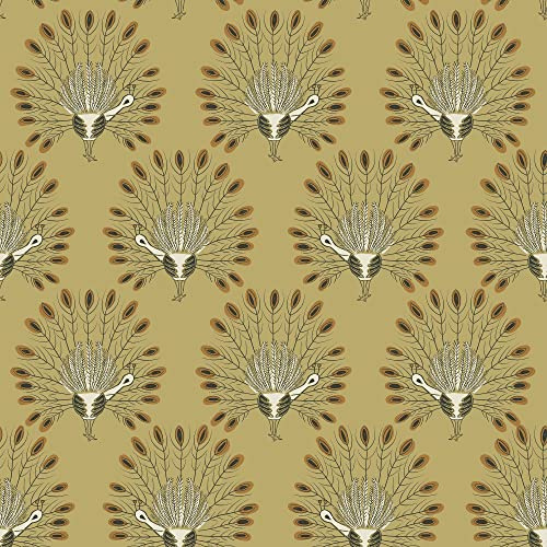 Superfresco Easy Vintage Peacock Ocker Vliestapete | Tapeten Wohnzimmer, Wandverkleidung | Einfach anzubringen und zu Entfernen 1005 x 52