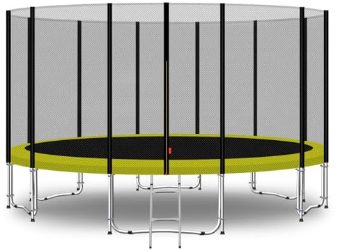 Baunsal® Trampolin Outdoor Ø 457 cm (EXD) gelb als Komplettset mit Federabdeckung, Sprungmatte, Netz und Leiter - Gartentrampolin Spielzeug für Kinder