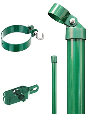 Alberts 601171 Zaunanschluss-Set zweiseitige Verbindung für Wellengittertor an Maschendrahtzaun | Set,2s | zinkphosphatiert grün | zum Einbetonieren | Torpfosten-Ø: 76 mm | Zaunhöhe: 1250 mm