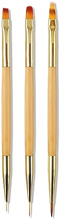 Sularpek 3 pcs Nail Art Brushes, Double Ended Nail Art Pens Kit, Nail Art Liner Brushes for DIY Nail Art Designs