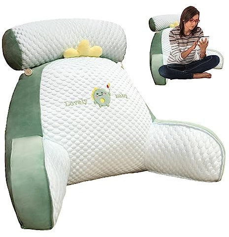 Voihamy Lesekissen Für Bett | Rückenlehnenkissen Mit Armlehnen | Rückenkissen Zum Sitzen Im Bett | Lesekissen Mit Abnehmbarer Nackenstütze | Sofa Bett Lesekissen Zum Arbeiten Am Laptop, Spielen