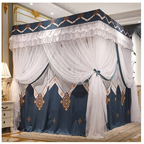 Betthimmel, Doppeldecker-Luxus-Betthimmel, Prinzessinnen-Zimmerdekoration, Bettvorhang, verdunkelndes, staubdichtes Moskitonetz mit Ständer (Farbe: A5, Größe: 150 x 200 x 200 cm)