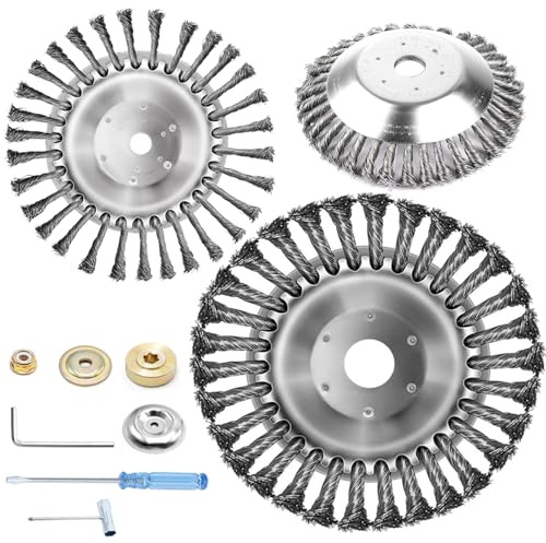 HuaMuDM 2 stycken ogräsborste, professionell ogräsborste, röjsåg trådborste, tandad stålborste för friklippare (6 tum + 25 cm)