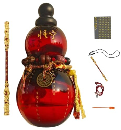 Wu Gourd Water Bottle, 34oz Chinese Red Retro-Inspired Clear Tritan Bottle With Strap, Reusable Drinking Gourd for Decorating