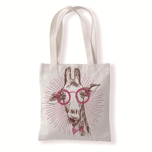 Carbono Tote Bag Giraffe Bedruckt Vintage Einkaufstasche Bag,Canvas Tote Bag Aesthetic,Mit Zwei Langen Henkeln,Für Arbeit Büro Reisen Einkaufen Schule Und Alltag,30X40Cm