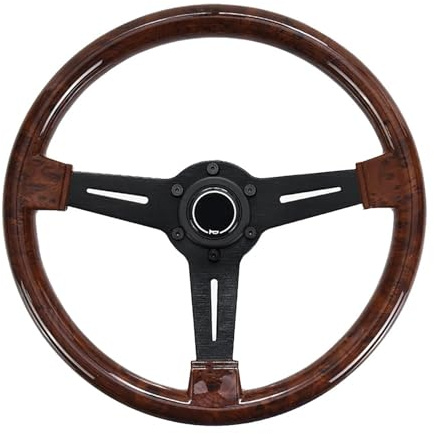 YTAFONPO Universal Rennlenkrad 14 Zoll Holzmaserung Racing Lenkrad 350mm Retro Tiefe Mais Driften Sport Lenkräder Universal(A)