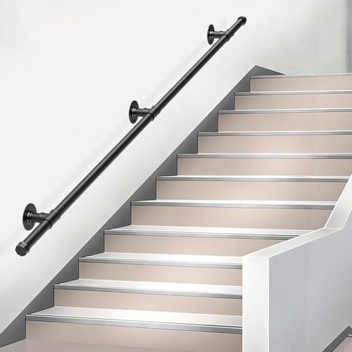 GOUZIBHD Metal Hand Rail, Safety Hand Railing for Garage Porch Garden, Hand Rail for Children Elderly, Wall Stair Railing Handrail, Industrial Banister 1PCS(Size:90cm)
