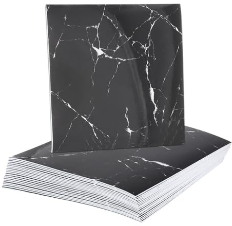 QUARKZMAN 20pcs Carreaux Marbre Adhésifs, Panneau Mural Imperméable Pour Salle Bain, Cuisine, Salon, Design Racine Noir Et Blanc, 12x12 PVC Carreaux Adhésifs Pour Douche