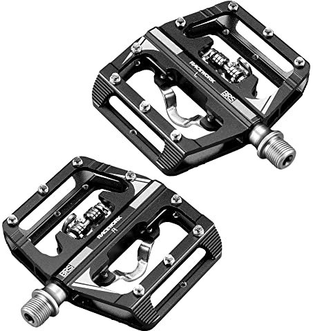 SHUNMIN Bike Pedals Mtb Pedals For Bicycle Clip Automatic Pedals Platform Mountain Bike Mixed Footrest Double Function Power Meter Mountain Bike Pedals(Black)