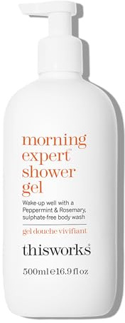 This Works Morning Expert Shower Gel - Sulphate-free Body Cleanser, Lavender, Peppermint and Rosemary Fragrance - 500ml