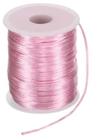 QUARKZMAN Satin-Nylonschnur 2 mm 100 m seidig Glatte Armbänder Rosa | Schnur für Makramee Kumihimo chinesische Knoten Halsketten Perlen Schmuckherstellung