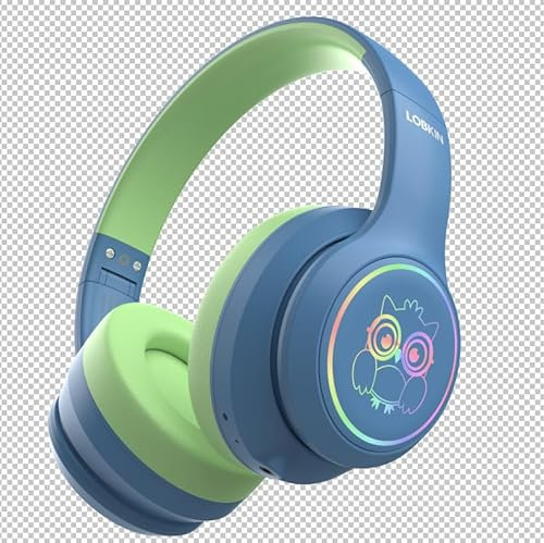 LOBKIN Active Noise Cancelling Headphones for Kids,Bluetooth 5.4,Kids Headphones Wireless with Mic 50H Playtime AUX Cord Safe Volume Limited Foldable for Boy Girl Travel/School/iPad(with LED Lights)