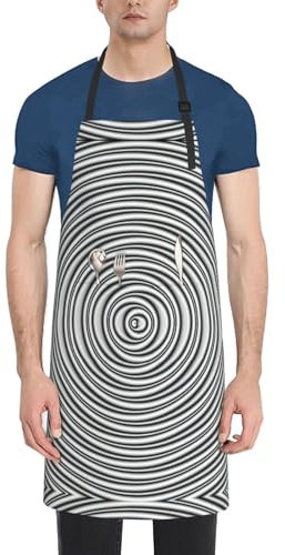 VPPUR Arbeitsschürze für Erwachsene, wasserdicht, mit Tasche, 71 x 83 cm, Schwarz, Einheitsgröße, Schwarz/Weiß, Einheitsgröße, schwarz / weiß, One size