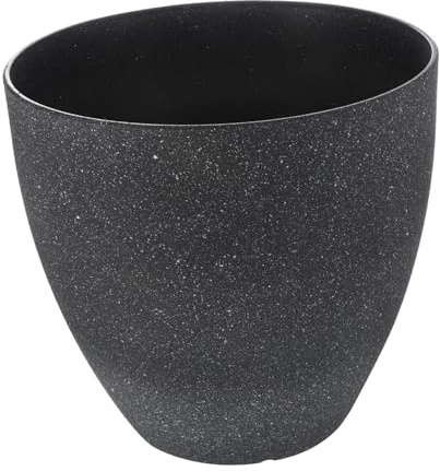 BESPORTBLE Sukkulenten Pflanzgefäß aus Kunstharz in Steinoptik, Schwarz | 1 Stück, Runde Form mit Großem Durchmesser, Bruchfest für Kalte Wintertemperaturen, Schlichtes Design