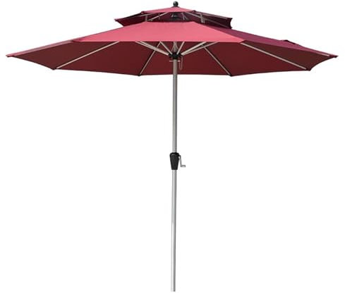Ombrellone da Giardino, Parasole A 2 Livelli, Ombrellone da Esterno A 8 Stecche, Poliestere 180g/㎡, per Cortile Balcone Terrazzo Mare Spiaggia(Beige)