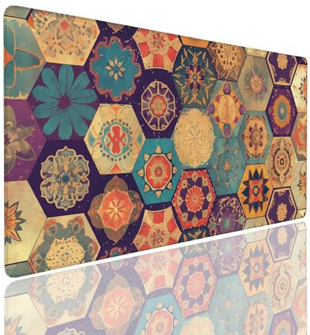 Tappetino per Mouse da Gaming, Tappetino Mouse Pad XXL Grande, Mousepad con Impermeabile e Antiscivolo, Lavabile Sottomano Copri Scrivania Ufficio, Tappetini Tappeto Mouse Mat 1600x800x4mm Mandala (5)