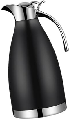 Ronyme Jarra térmica de Acero Inoxidable para café, Jarra Aislante de 2 l, Resistente a temperaturas, con Tapa para té, Agua y café, Negro