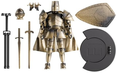 Statue flexible de chevalier médiéval à articulations multiples - Figurine mobile à tête pivotante - Jouet d'action d'armure détaillé pour bureau, décoration de bureau