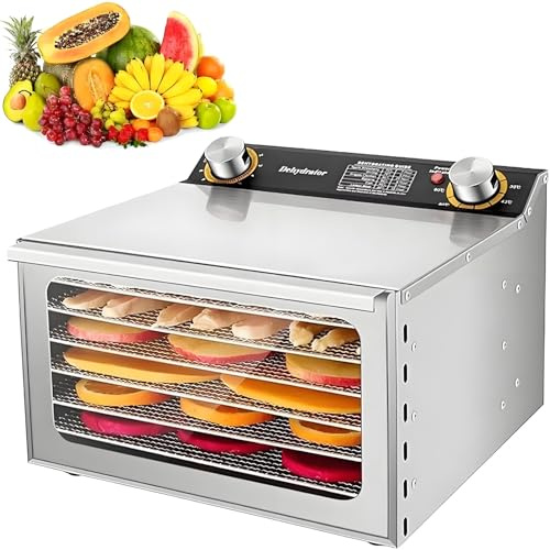 WDDEYYDS Déshydrateur Alimentaire, Déshydrateur Alimentaire Professionnel, Déshydrateur à Plateaux en Acier Inoxydable pour Aliments Et Viande Séchée,Herbes,Légumes,Fruits,Température Réglable,6layer