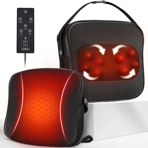 Massaggiatore per la schiena con massaggiatore termico shiatsu, cuscino massaggiante per la parte bassa della schiena/gambe, spalle, cuscino lombare per sedia da ufficio, regalo per mamma/papà/donne