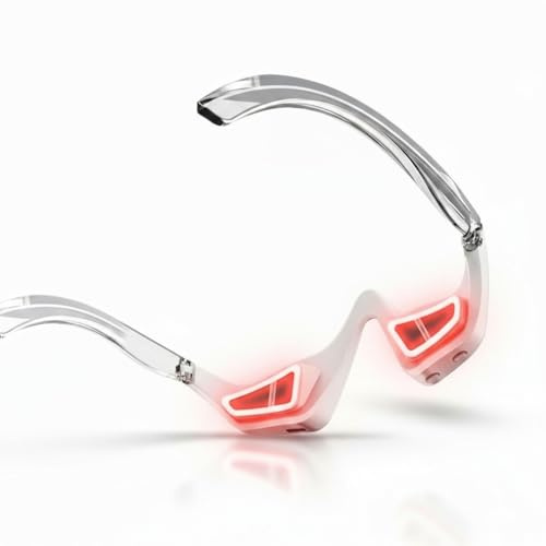 Rotlichttherapiebrille mit Mikrostrom, 4 Behandlungsmodi zur Reduzierung von Augenringen, Schwellungen, Falten und feinen Linien, wiederaufladbares Augenmassagegerät für Müdigkeitserleichterung