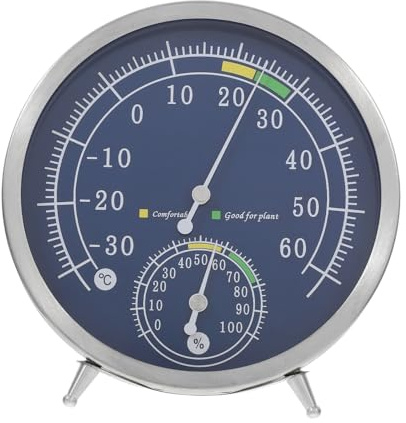 ROMISBABA Thermomètre Hygromètre En Acier Inoxydable Pour Intérieur Et Extérieur, Indicateur De Température Et Humidité Haute Précision, Usage Mural Table, Compatible Sauna Et Serrage