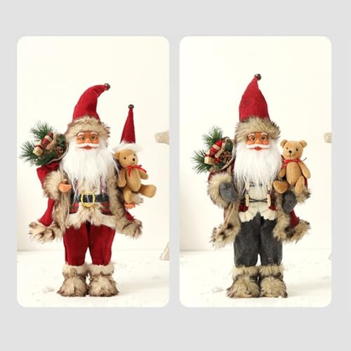 FUBESK Figura decorativa de Papá Noel de 30 cm, color rojo y blanco, adorno de Navidad clásico de plástico y tela, para mesa de mantel o estante, decoración del hogar (dorado)